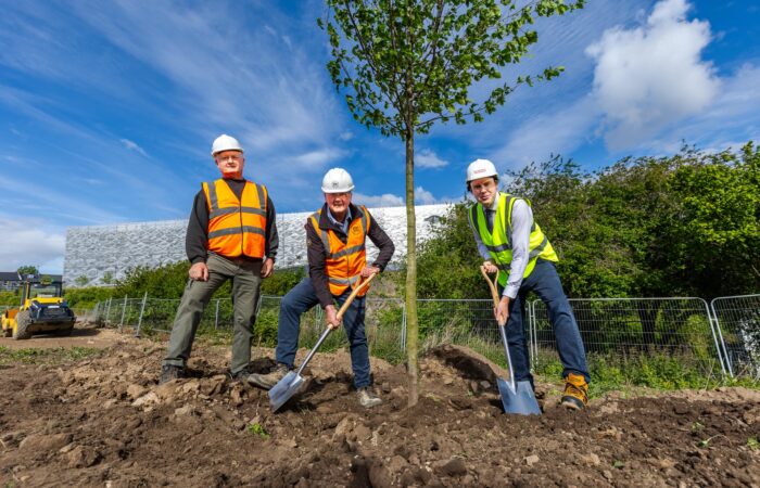 (l-r): Gary Wharton, Director at Wharton Landscapes, Rod Milne, Contracts Manager at Esh Construction and Cllr Kevin Johnston, cabinet member for housing, regeneration and business at Sunderland City Council.