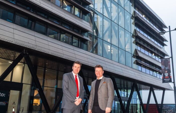Councillor Kevin Johnston, portfolio holder for housing, regeneration and business at Sunderland City Council and Jamie Ollivere, chief executive of RTC North outside of The Beam.