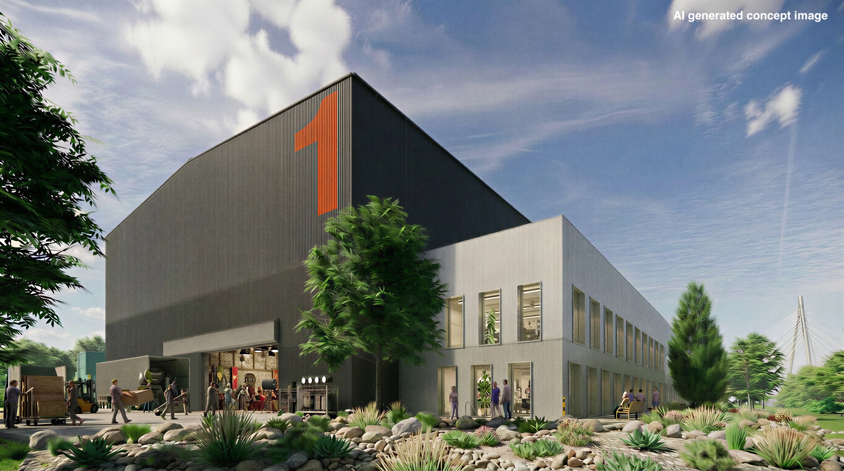 Computer generated Image of Crown Works Studios stage one
